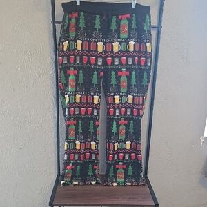 Holiday Pine & Cheers Print Black Women's Lounge Pants